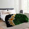 Green Polynesian pattern Blanket for Sofa Bed Travel Camping Living Room Office Conditioning Blanket for All Seasons Gifts