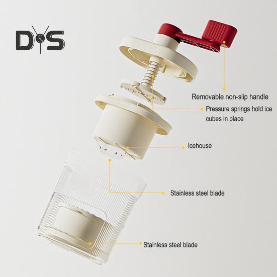 Ручная льдогенераторная установка с лезвиями из нержавеющей стали. Ледогенератор без содержания бисфенола А для домашних киосков. Портативная машина для приготовления льда в форме конуса, защищенная от брызг и пригодная для мытья в посудомоечной машине.