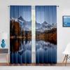 Mountains Landscape Sheer Voile Curtain Lake Water Reflection Trees Autumn Window Tulle Curtains for Living Room Drapes Decor