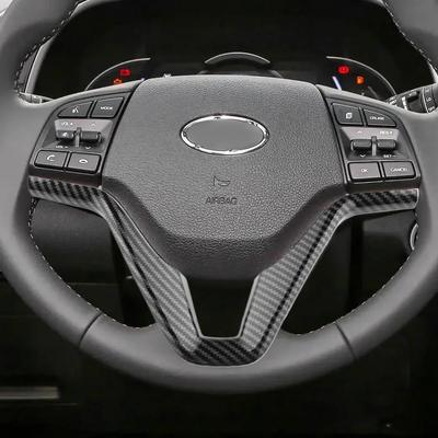 Для Hyundai Tucson 3-го поколения 2016 2017 2018 2019 ABS Накладка-блестка на руль автомобиля из углеродного волокна Декоративная накладка для интерьера Аксессуары