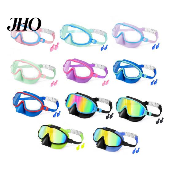 Leak-proof Swim Goggles 1/2 Pairs Children with Earplugs, UV Protection Anti-Fog Pool Easy Wear Kids Nose Cover, No Leakage Swimming Eyewear for Boys