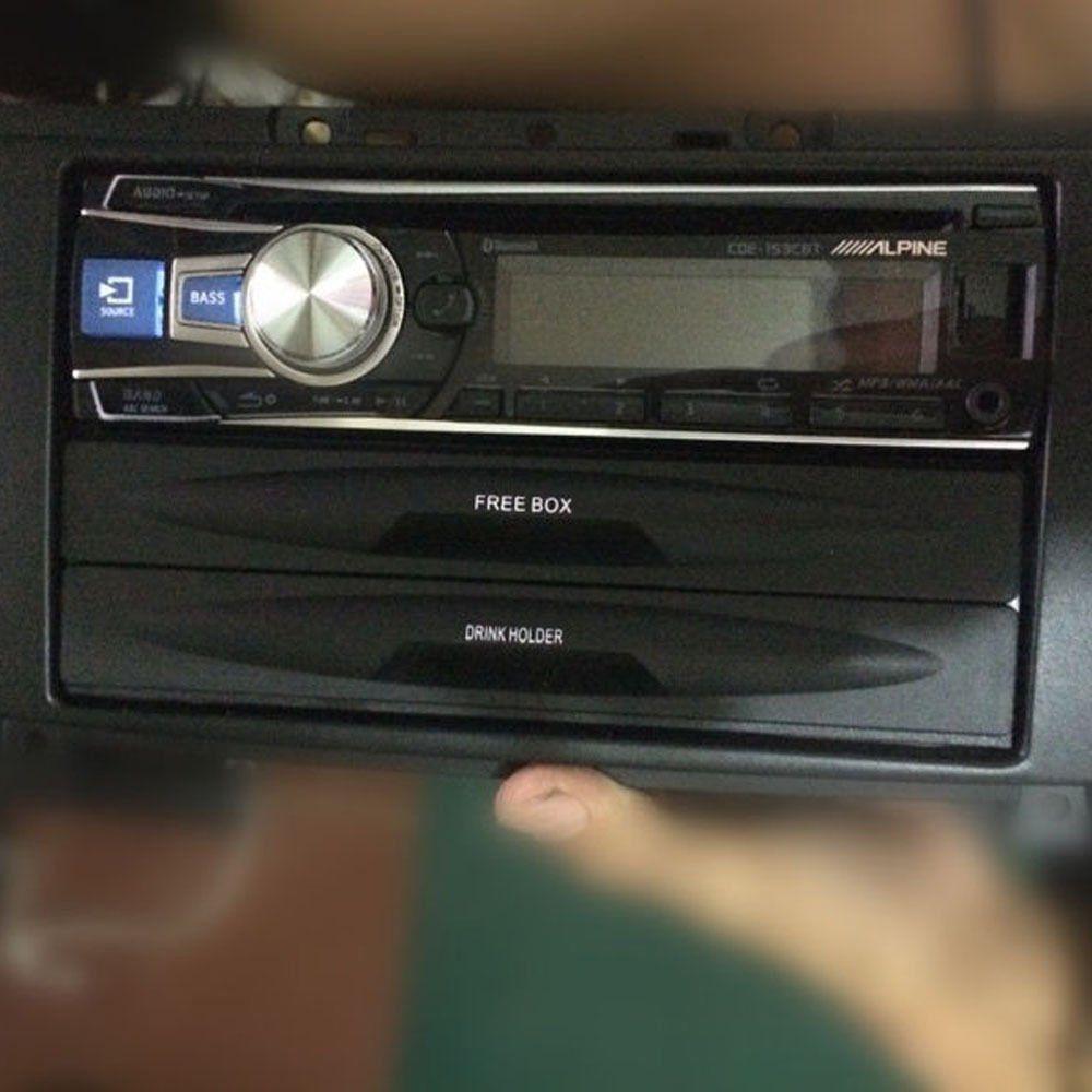 Black Kit Dash Storage Box Car Radio Pocket Drink Cup Holder Double Din