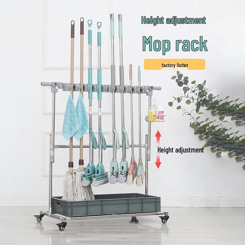 Adjustable Floor-Standing Mop and Broom Holder