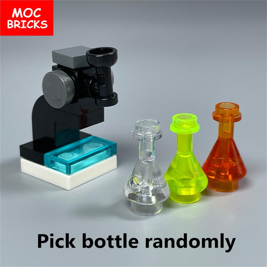 Набор MOC Кирпичи DIY Одно отверстие Микроскоп Медицинская Фигурка Химическая Колба Образовательные Строительные Блоки Игрушки Подарки для Детей