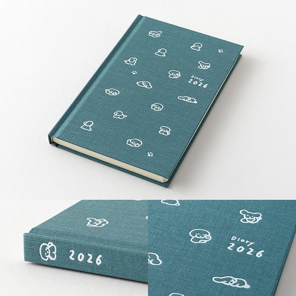 Midori Japan Book Style Diary 2026 Monthly Weekly Schedule Book Dog Blue Green Size B6