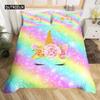 Girls Cute Unicorn Duvet Cover Set Cartoon Animal Bedding Set Microfiber Floral Star Quilt Cover Twin King For Kids Teens Room