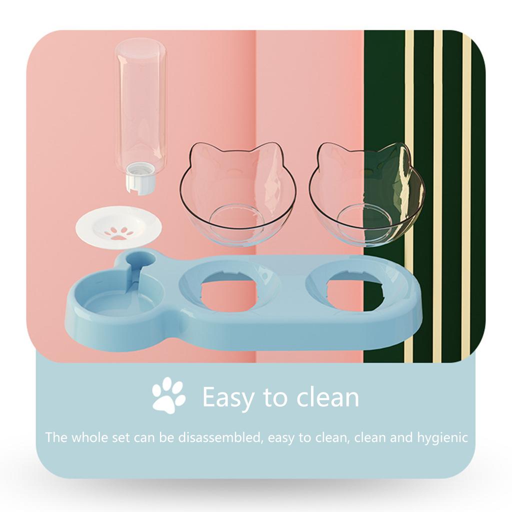Инновационная автоматическая поилка для домашних животных с двойными мисками для кормления и питья Прозрачная миска для кошек и собак