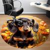 1PC Dachshund Flowers Office Round Area Rug, Mat Suitable For Office, Under Office Chairs Bedroom Living Room Home Decor, Room Deco