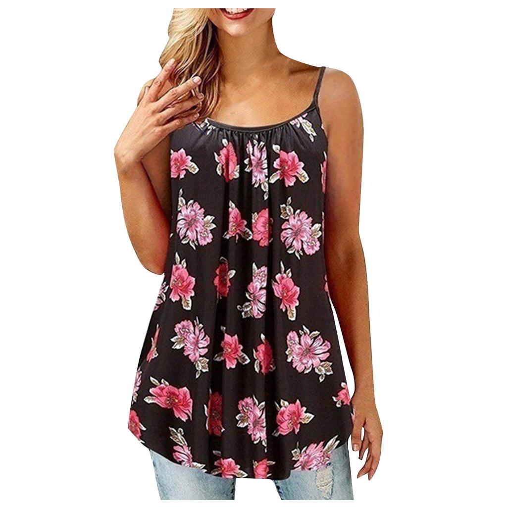 Women's Fashion Casual Vest Sleeveless Bohemian Print Loose Tank Large Top