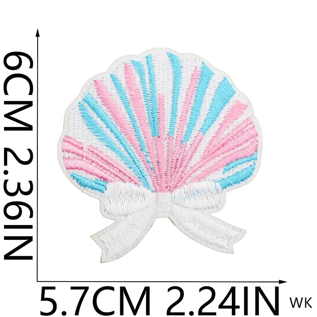 2025 New Patches 10 Pcs Blue Seashell Crab Embroidered Patches Iron On Clothing Hat Bag Shoe Repair Phone Gift Box Decor DIY