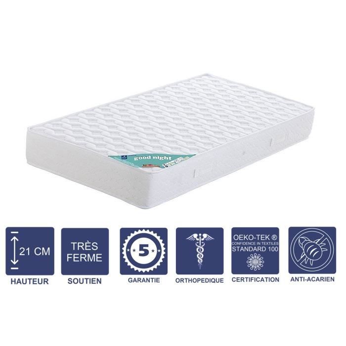 Mattress 80x190 Cm Thickness 21 Cm Alse Visco Pillow - Very Firm - Aertech 35 Kg-m3 HR Latest Generation - Very Breathable