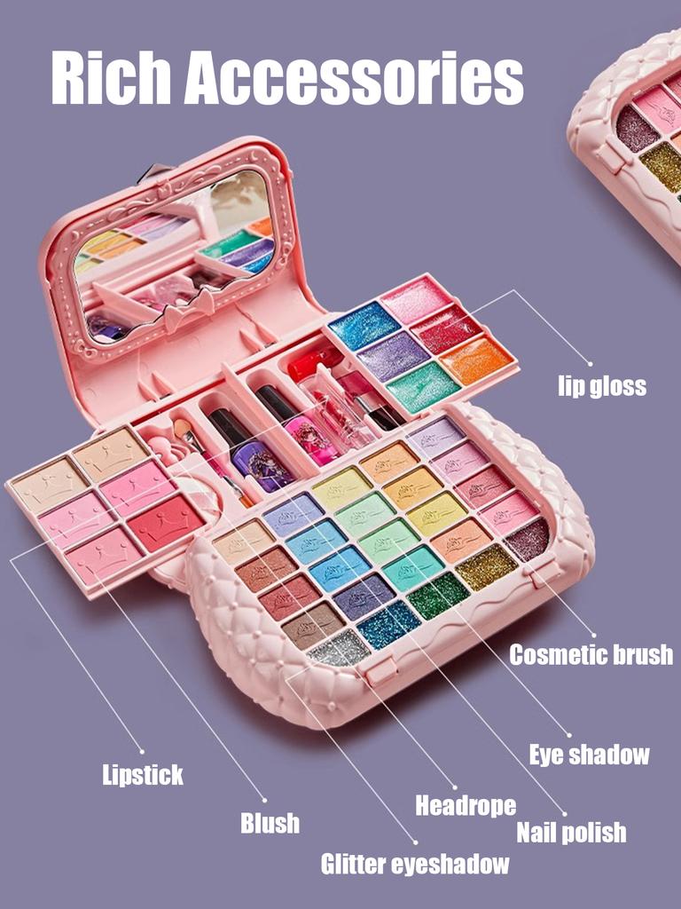 Children'S Cosmetics Set, Girl'S Mirror, Princess, Real Washable, Pretending To Play With Beauty Toys, Non-Toxic And Safe Gift