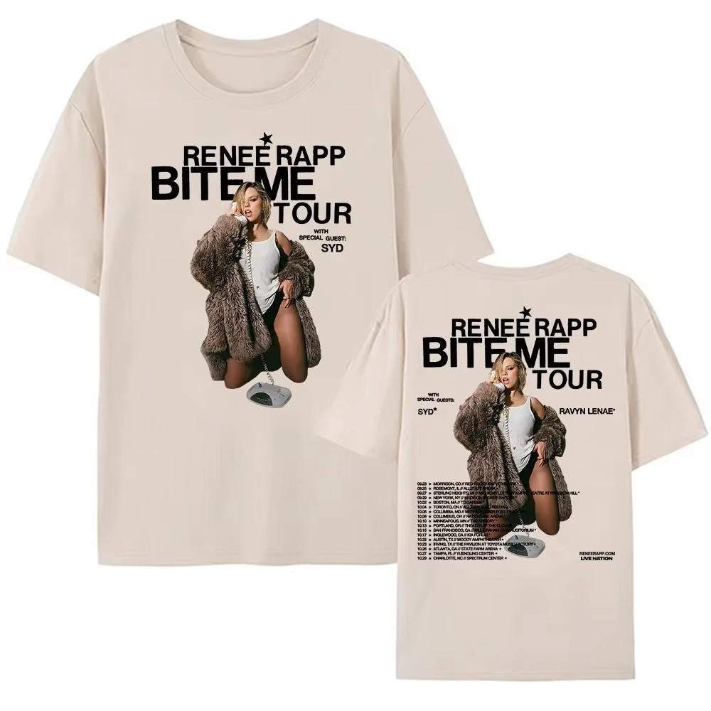 Reneé Rapp Bite Me Tour 2025 T-shirt Summer Short Sleeve Men Tshirts Singer Graphic Printing T Shirt O-neck Fashion Women Tee