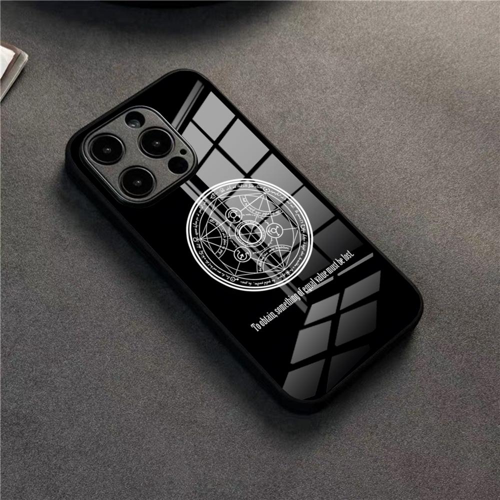 Чехол для телефона F-FULLMETAL A-ALCHEMIST для 17 Pro Max IPhone 16 Pro 14 12 11 13 Mini X XR XS 15 Plus SE Стеклянная крышка