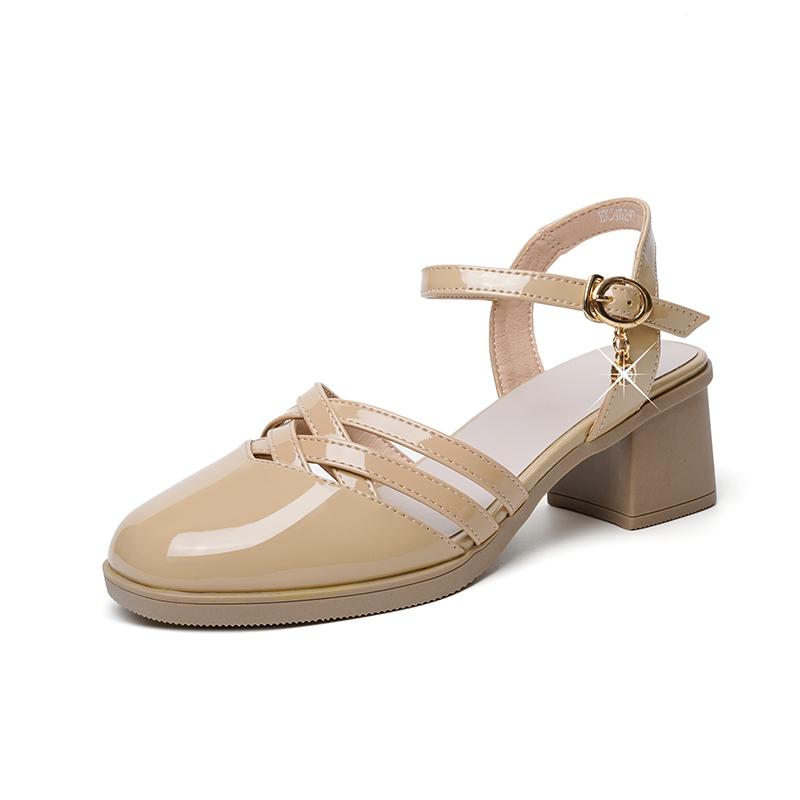 Модные сандалии-гладиаторы AIYUQI Лето 2025 Новые из натуральной кожи Женские сандалии Закрытый носок Большой размер Модные сандалии Женские