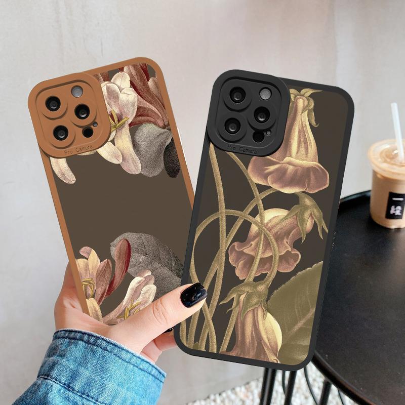 Ретро Цветочный Чехол для Телефона для iPhone 14 13 12 11 Pro Max для iPhone 7 8 Plus SE 2020 XR XS X Чехол Мягкий Цветочный Задний Корпус