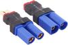 Set of 4 EC5 to T-Plug Deans Style Adapters | Compatible with DJI Tello Battery, RC Helicopter, ISO Pioneer Cable | For RC Models | Blue, Plastic