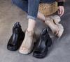 2025 весна и лето новые из первого слоя мягкой кожи маффин толстая подошва крутые ботинки на высоком каблуке ретро повседневные универсальные на толстом каблуке сандалии с открытым носком