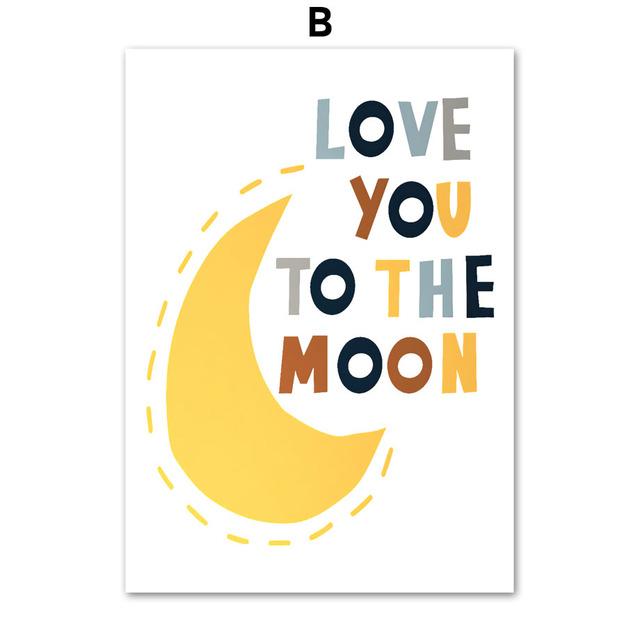 Космическая ракета, планета, звезда, мультяшный алфавит, цитаты из снов, художественная картина на холсте, плакаты на скандинавскую тему, принты, настенные панно, декор для детской комнаты, без рамки