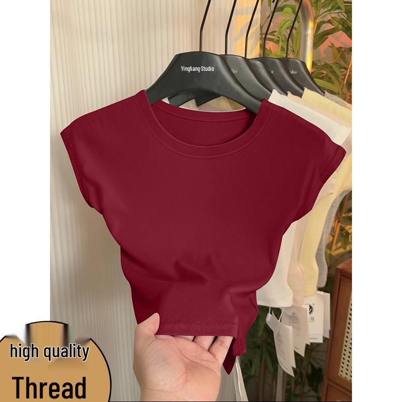 Женская облегающая футболка в корейском стиле с пышными рукавами – Новинка Весна/Лето 2026