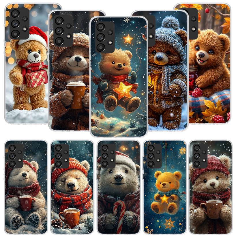 Animal Brown Cute Bear Phone Case For Samsung Galaxy A17 A16 A14 A15 A13 A57 A56 A54 A55 A53 A37 A36 A34 A35 A33 A26 A24 A25 A23