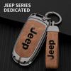 For Jeep For Jeep Grand Cherokee WK2 KL Wrangler JK JL MP Patriot Renegade Commander Compass Zinc Alloy Leather Car Key Case