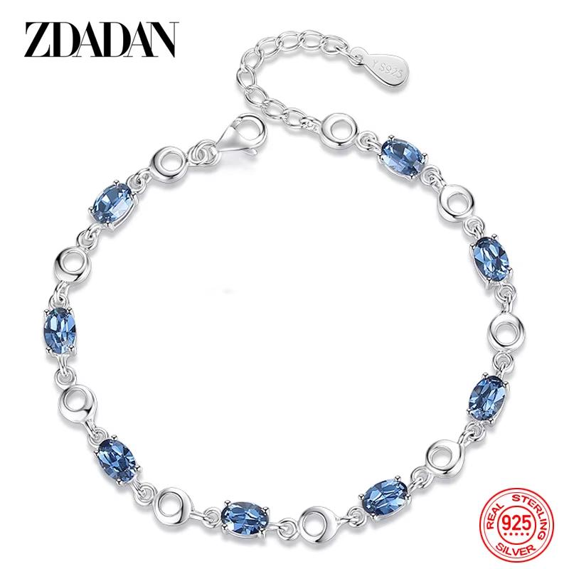 925 Sterling Silver Sapphire Charm Bracelet Chain for Women Fashion Jewelry Accessories