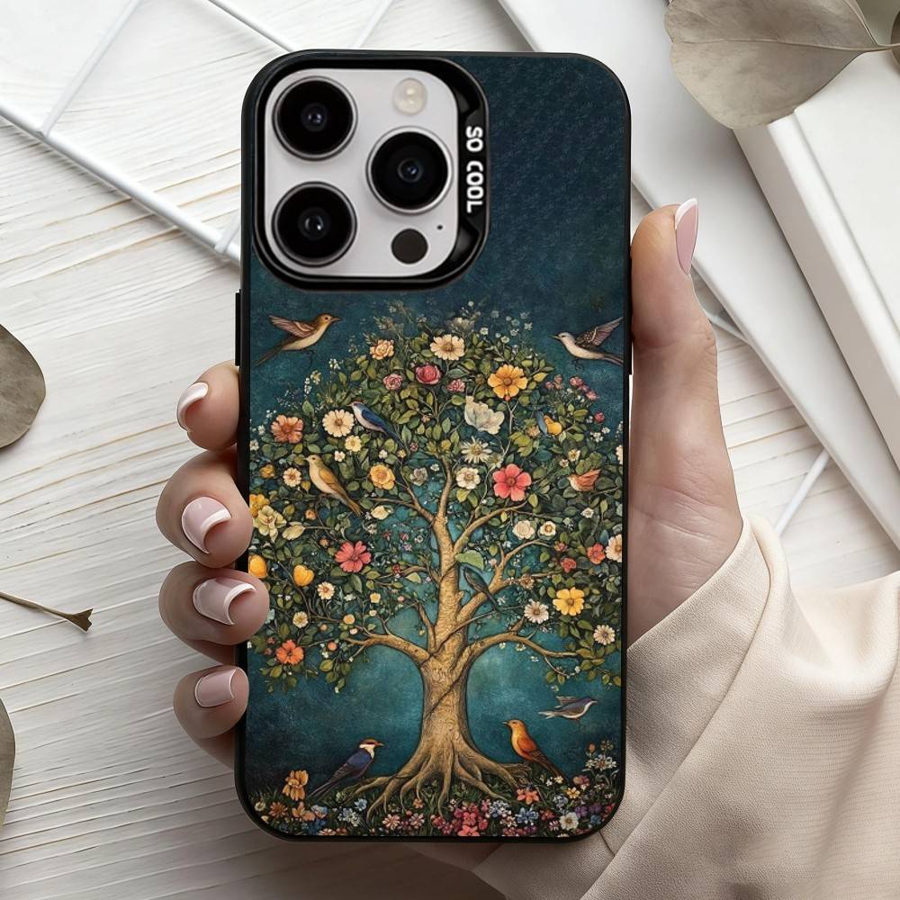 Чехол для мобильного телефона W-World L-Life Tree для iPhone17,16,15,14,13,12,11 Plus,Pro Max Черный Конфетный Посеребренный Чехол