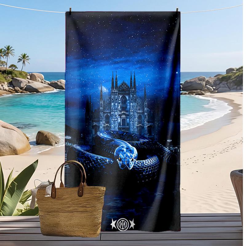Inter Milan Printed Beach Towel Quick Dry Soft TowelPortable Large Rectangular Beach Blanket for Travel Swimming Pool