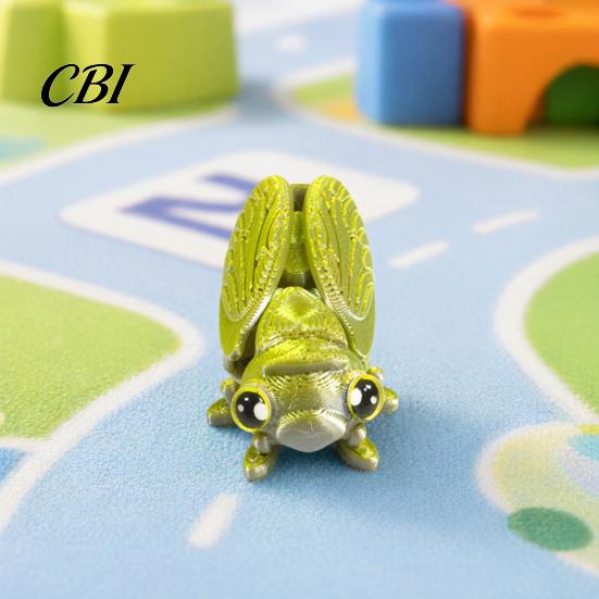 3D Printed Cicada Toy Figurine, Realistic Model with Movable Desktop Insect Ornament Joints, Stress Relief Fidget for Kids Adults Fake