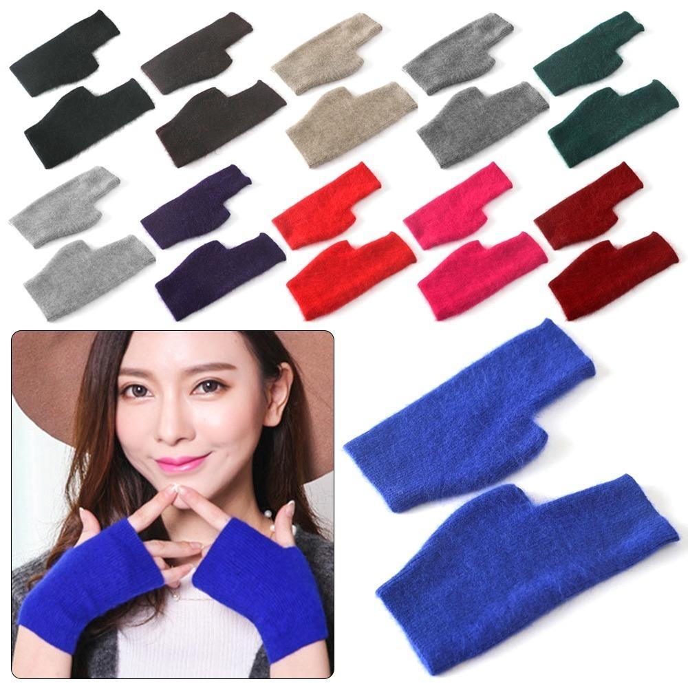 Вязаные шерстяные перчатки с открытыми пальцами, митенки, модные перчатки из норки и кашемира, зимние