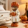 Rustic Fall Home Decorations Halloween Highland Cow Figurine, Resin Statue with Pumpkin Mug, Spooky Seasonal Tiered Tray Decor Farmhouse Tabletop for