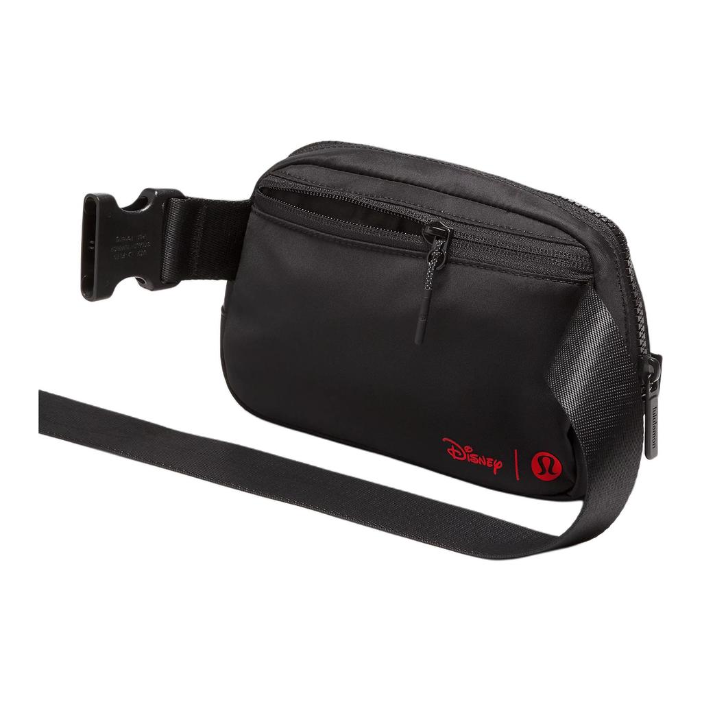 Lululemon X Disney Everywhere 1L Mickey Mouse Embroidered Zipper Nylon Shoulder Crossbody Waist Bag Unisex bags Black LU9BQ6S-0001