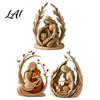 Resin Animal Sculpture Woodland Guardian Figurine Rustic Forest Woman with Fox Deer Owl Artistic Keepsake Boho Tabletop Ornament for Shelf