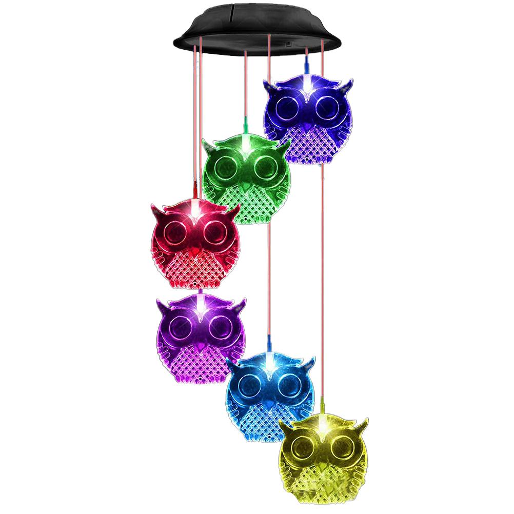 Owl Solar Wind Chime Light Waterproof Color Changing Outdoor Solar Garden Decorative Lights for Mother Day Mom Birthday