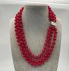 Очень хорошее необычное 3-рядное /красное нефритовое ожерелье 8 мм