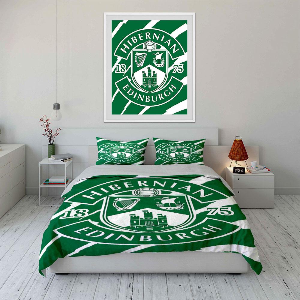 Hibernian FC Зеленый Комплект Постельного Белья Постельное Белье Комплект Пододеяльника Пододеяльник Наволочки (1 * Пододеяльник 2 * Наволочки, без одеяла)