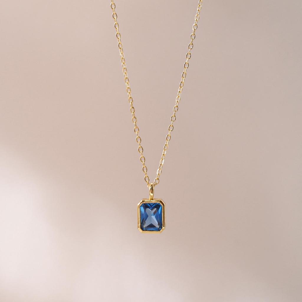 Декабрьский камень рождения, квадратная подвеска, ожерелье, дизайн «капля воды», медь, гальваническое покрытие золотом 18 карат, аксессуары-цепочки для ключиц.