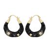 Stylish and simple old money style enamel drip glaze geometric circle ear buckle light luxury high-end earrings personalized fashionable earrings