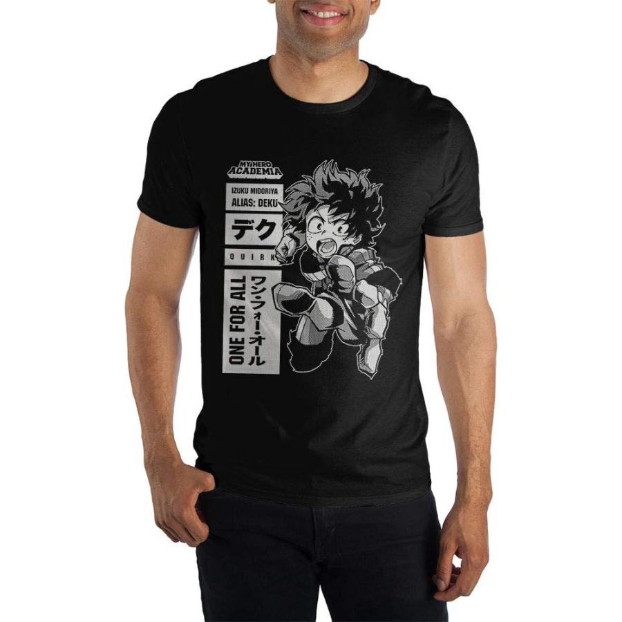 Bioworld My Hero Academia Character Anime Cartoon Mens Black Graphic Tee Shirt, Black, Medium
