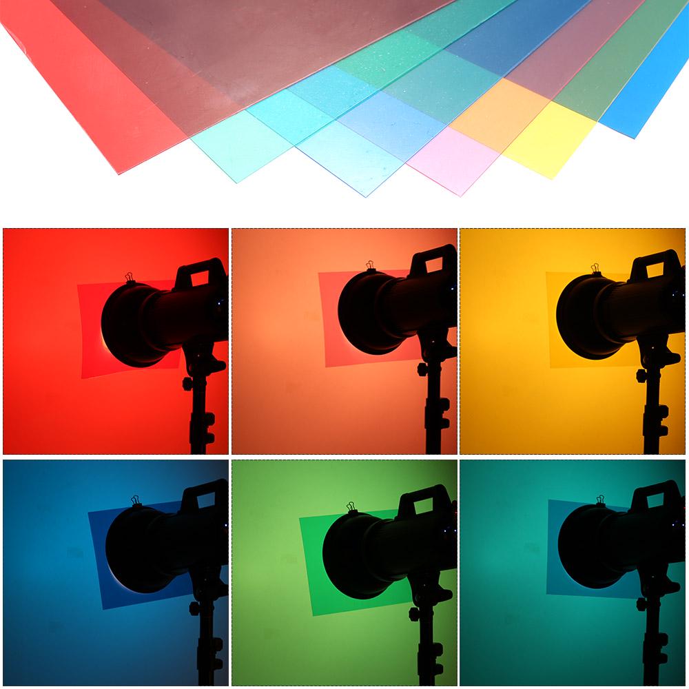6pcs 25 * 20cm Transparent Lighting Color Correction Gel Sheets Filters Set for Flash Light Speedlite (Red  Blue  Green