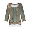 Women's T Shirt Tee Print 3/4 Sleeve Fake Two Pieces Daily Weekend Fashion Basic Regular Top