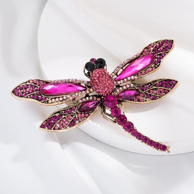 Women Men Luxury Full Crystal Dragonfly Brooches Big Rhinestone Trendy Badges Insect Vintage Jewelry Suit Clothing Pins