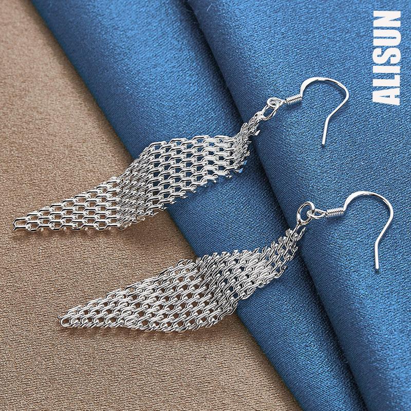 Серьги-подвески из переплетенного серебра 925 пробы, модные свадебные украшения