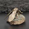 Figure Cicada Statue Carved Ornaments Lifelike Animal Pure Brass Decoration 1x