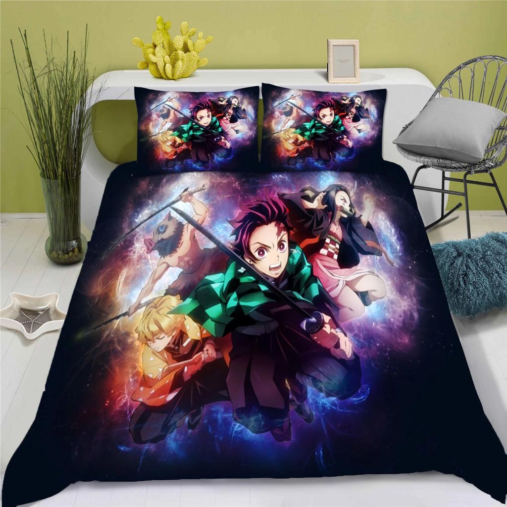 Children Coton D-Demon Slayer Soft Duvet Cover Polyester Set kimetsu no yaiba Beding Adorable Lovely Printed Carton Comfortable Quilt Cover Premium