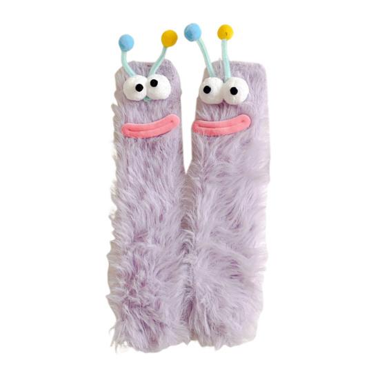 Fuzzy Silly Socks Funny Fluffy Cartoon Socks with Eyes Cute Winter Sleeping Socks