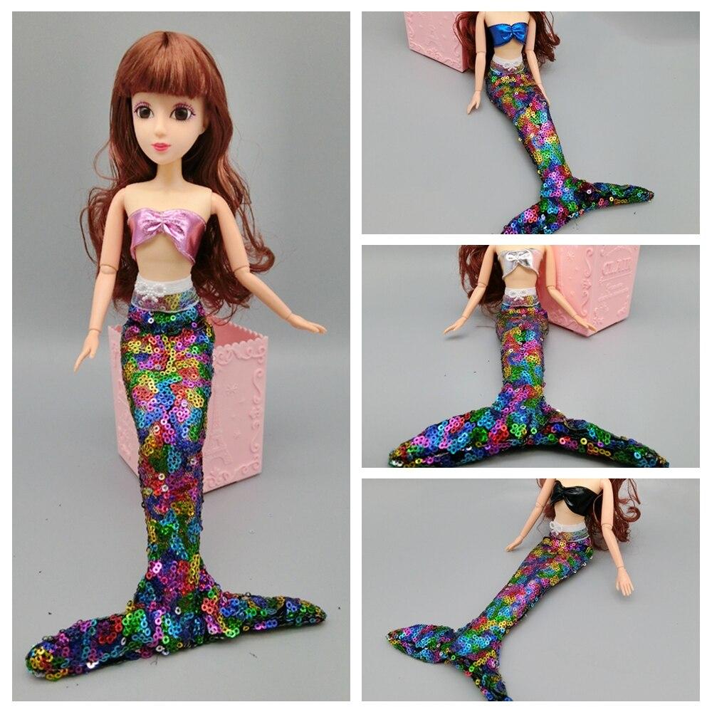 Dolls Dress For Barbie Doll Gown Skirt Fashion Clothes For Barbie Dollhouse Sequin Mermaid Tail Dresses Toy 1/6 Doll Accessories