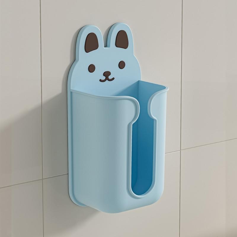 Cartoon Tissue Box Wall Mounted Napkin Paper Rack Towel Napkin Container Bathroom Adhesive Paper Dispenser Organizer