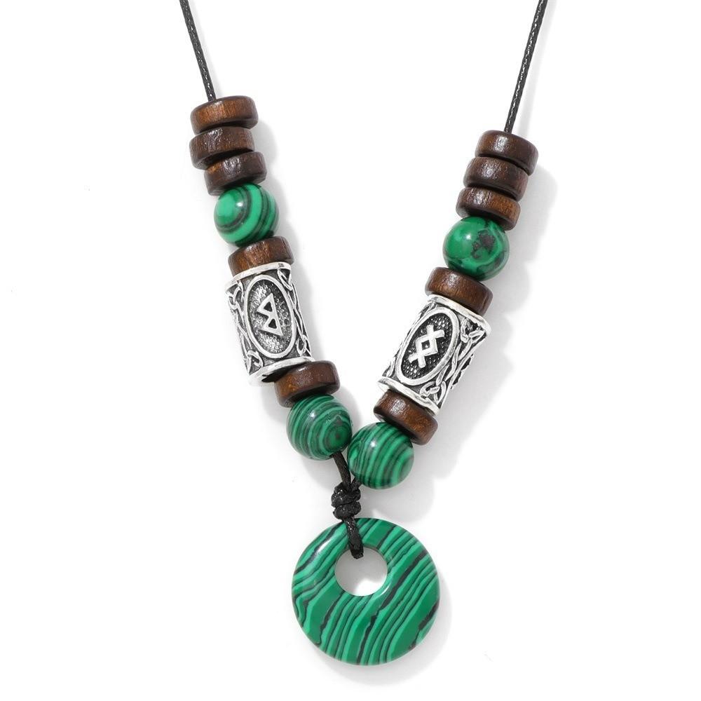 Bead Run Wood Bead Viking Bead Safety Buckle Retro Style Rune Bead Rune Bead Ethnic Style Sweater Chain Retro Fashion